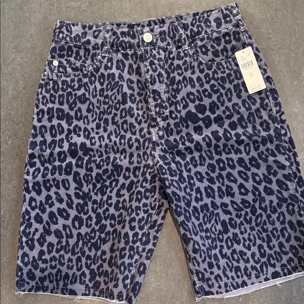 NWT Anthropologie Pilcro Cheetah Print Corduroy Bermuda Shorts | Size 26